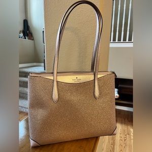 Kate Spade large rose gold glitter tote